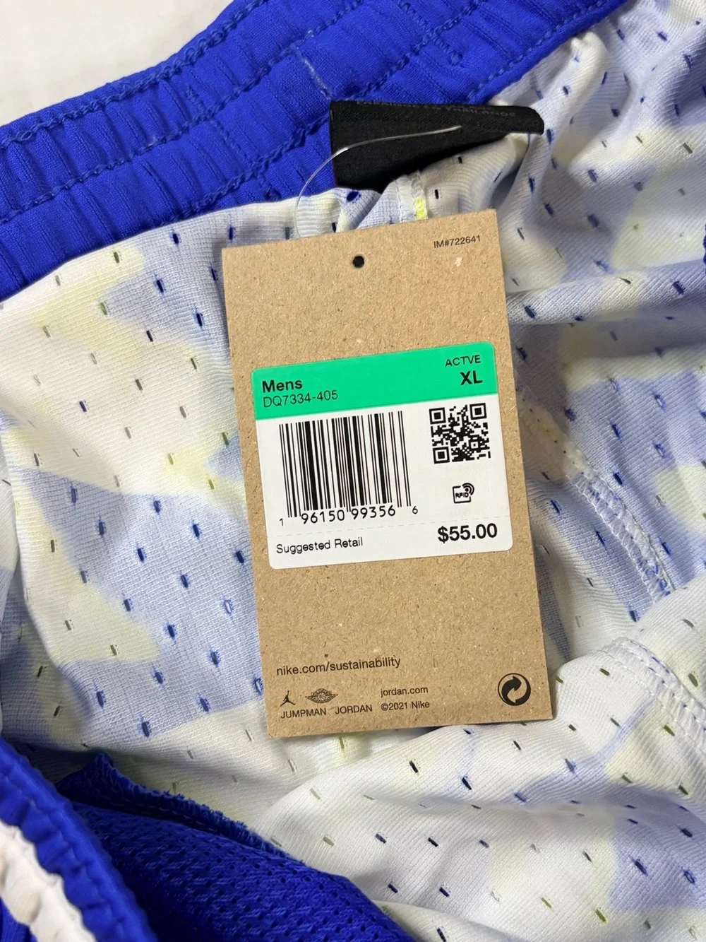 Jordan Royal Blue, White & Neon Yellow Zigzag Basketball Shorts